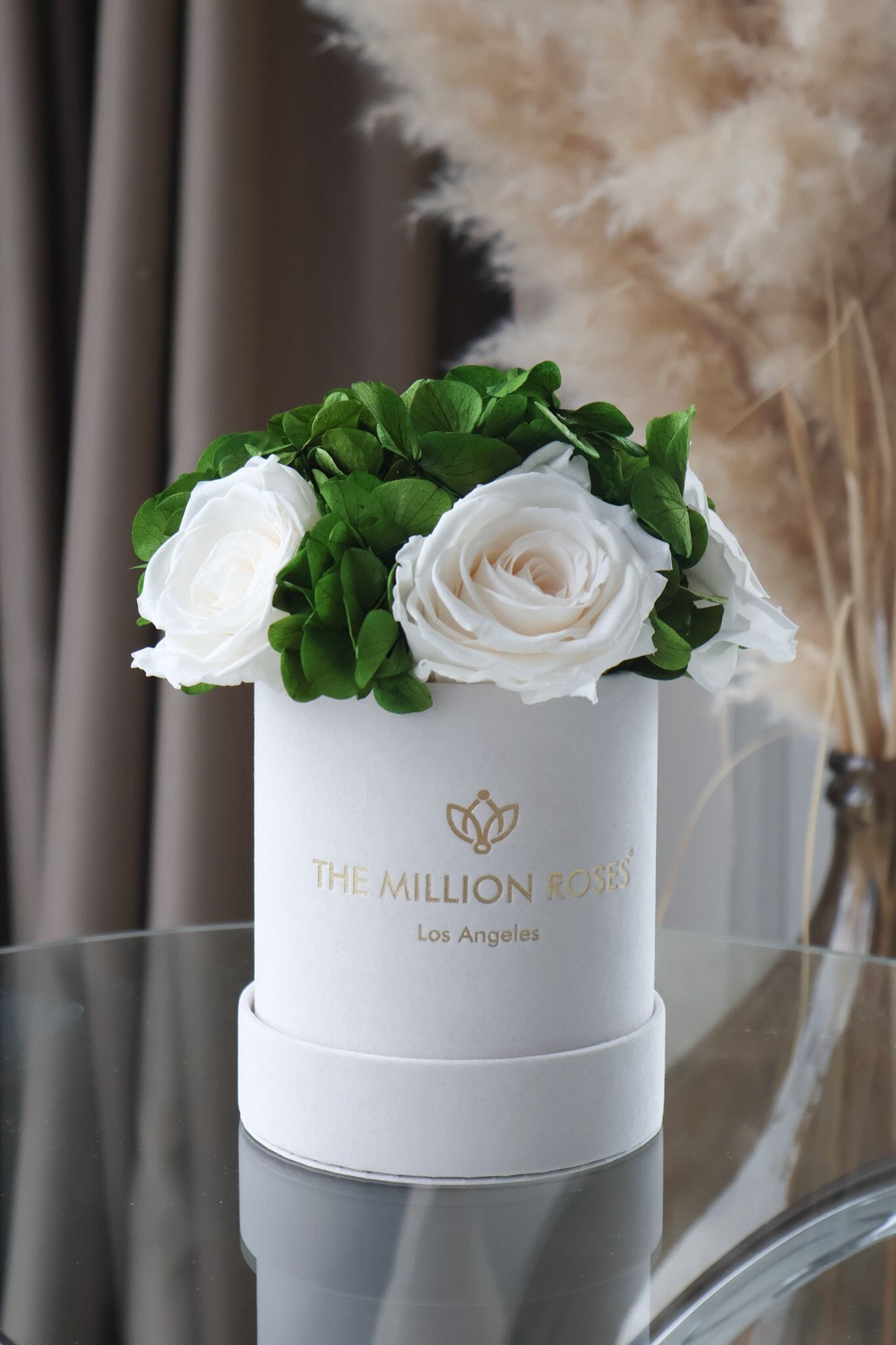 Basic Beige Suede Garden Box | White Roses