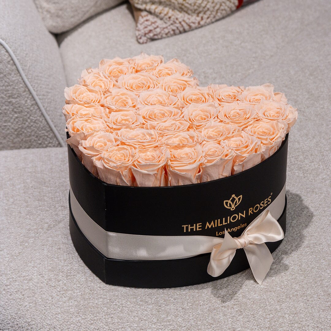 Heart Black Box | Peach Roses