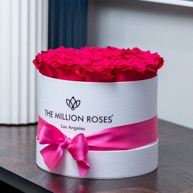 Classic White Box | Hot Pink Roses