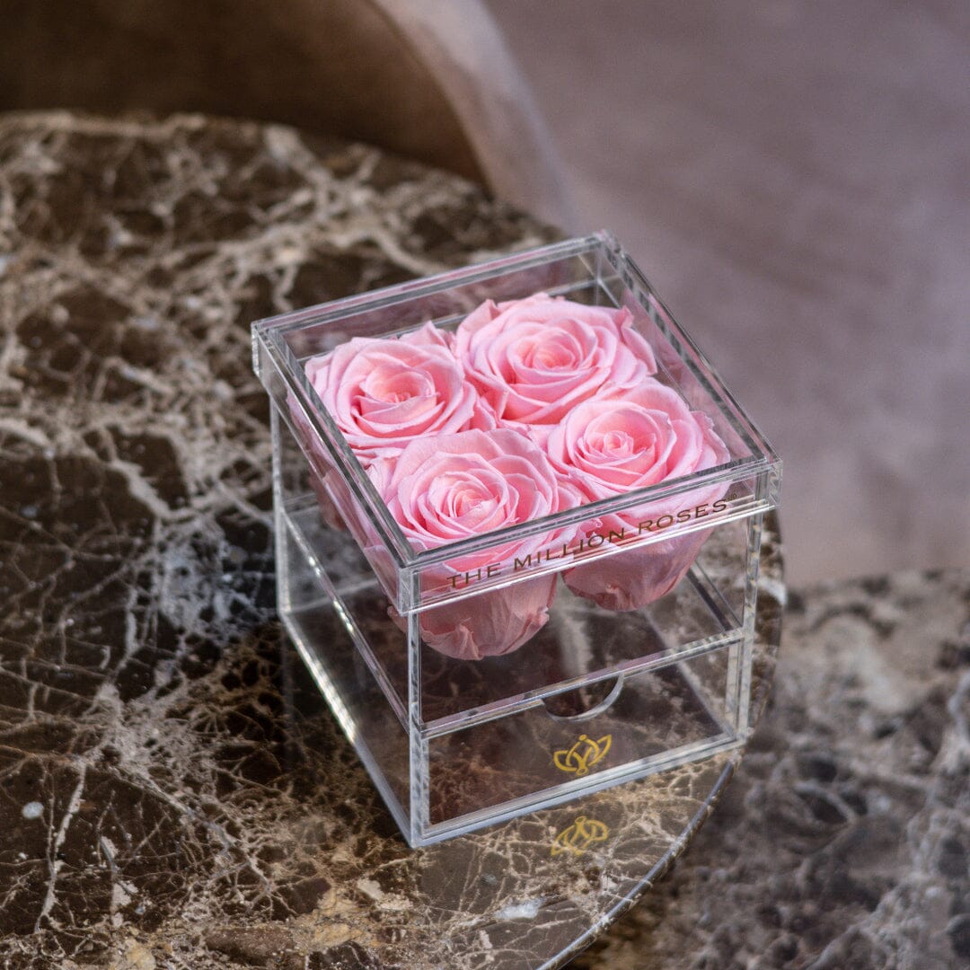 Acrylic 4 Drawer Box | Light Pink Roses