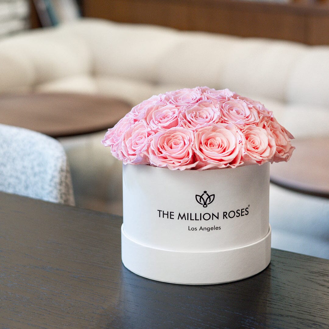 Classic White Dome Box | Light Pink Roses