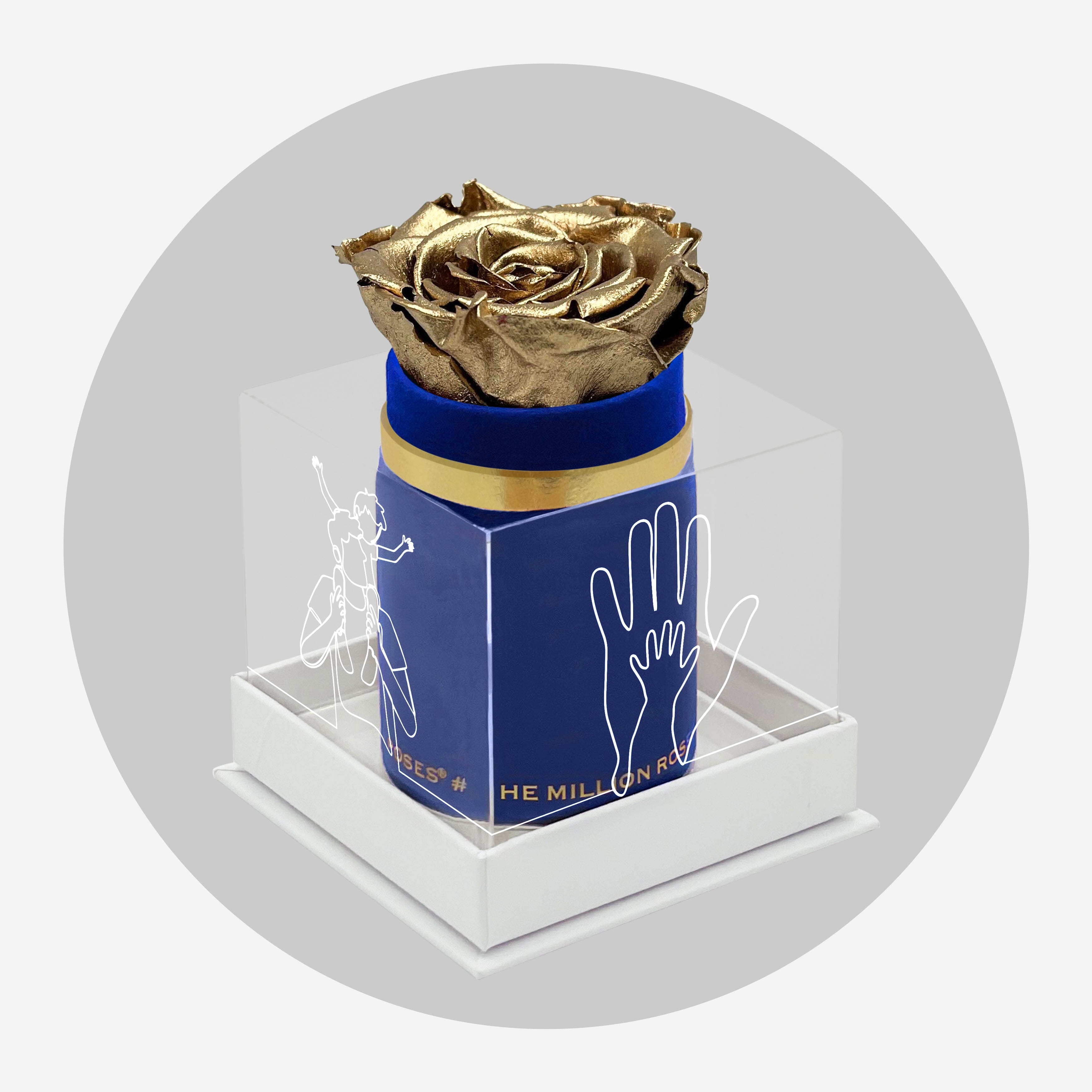 Single Royal Blue Suede Box | Limited Father's Love Edition | Gold Rose