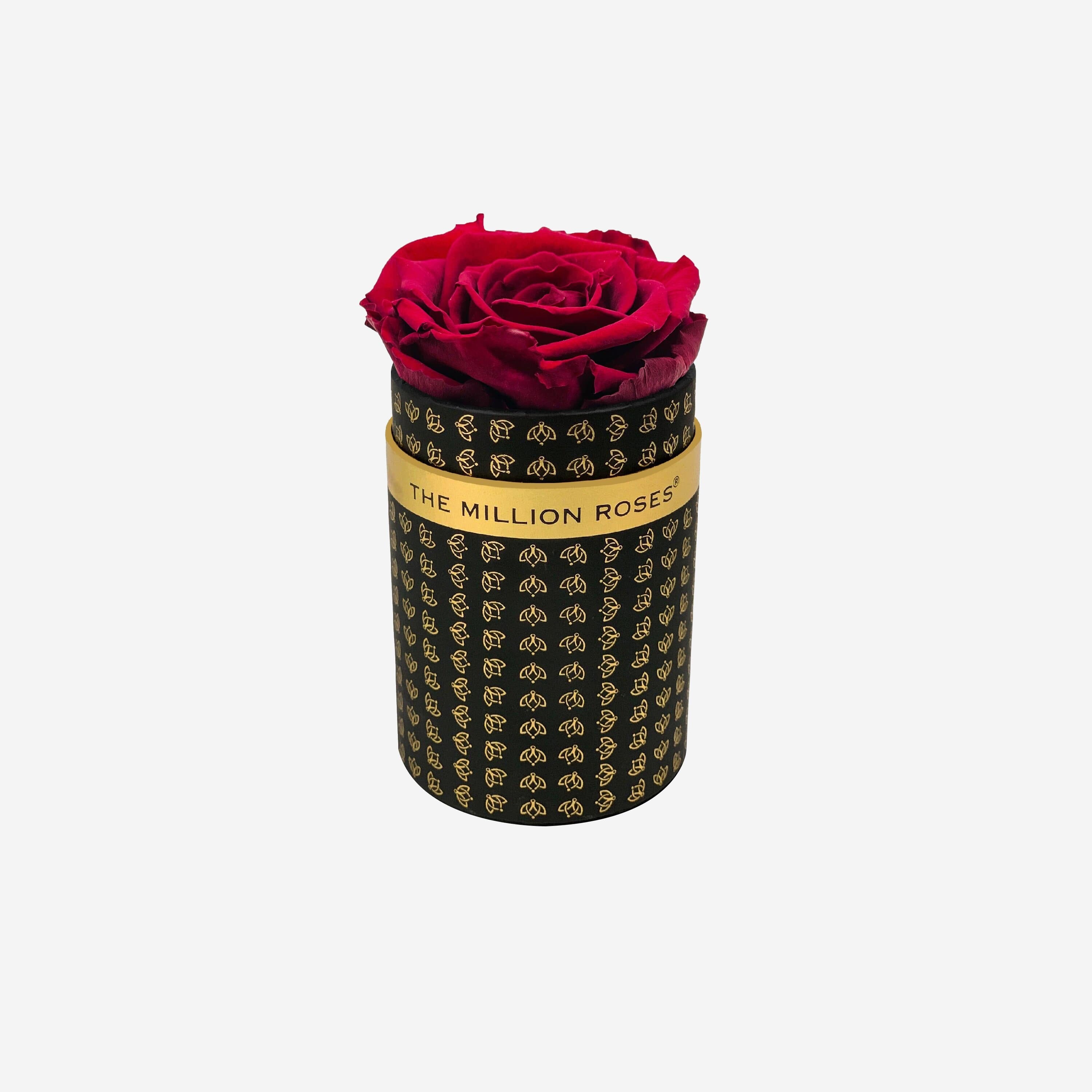 Single Black Monogram Box | Burgundy Rose - The Million Roses