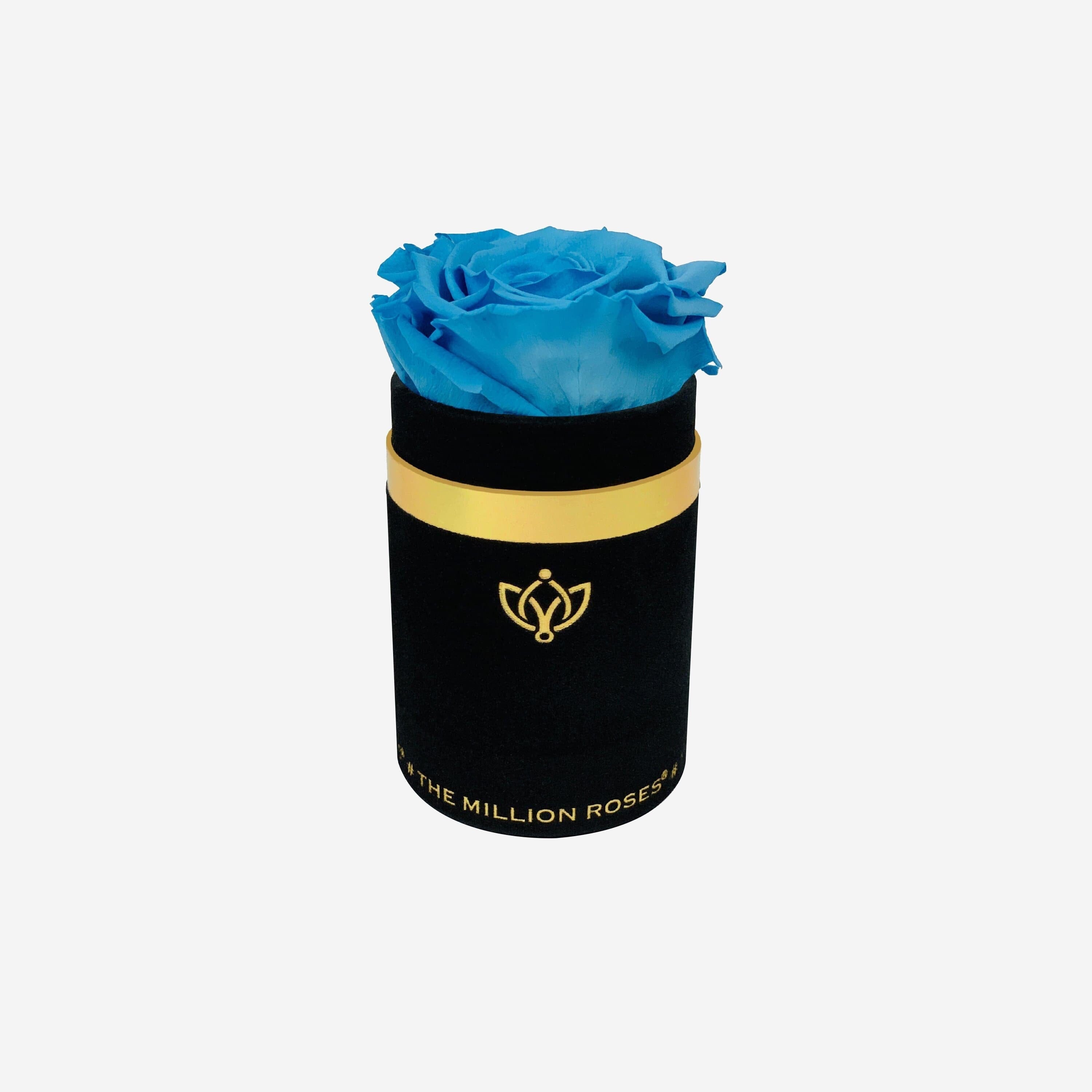 Single Black Suede Box | Light Blue Rose - The Million Roses