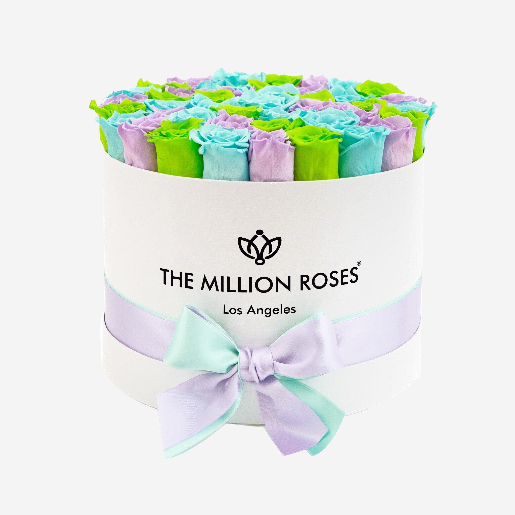 Supreme White Box | Lavender & Green & Turquoise Blue Roses - The Million Roses