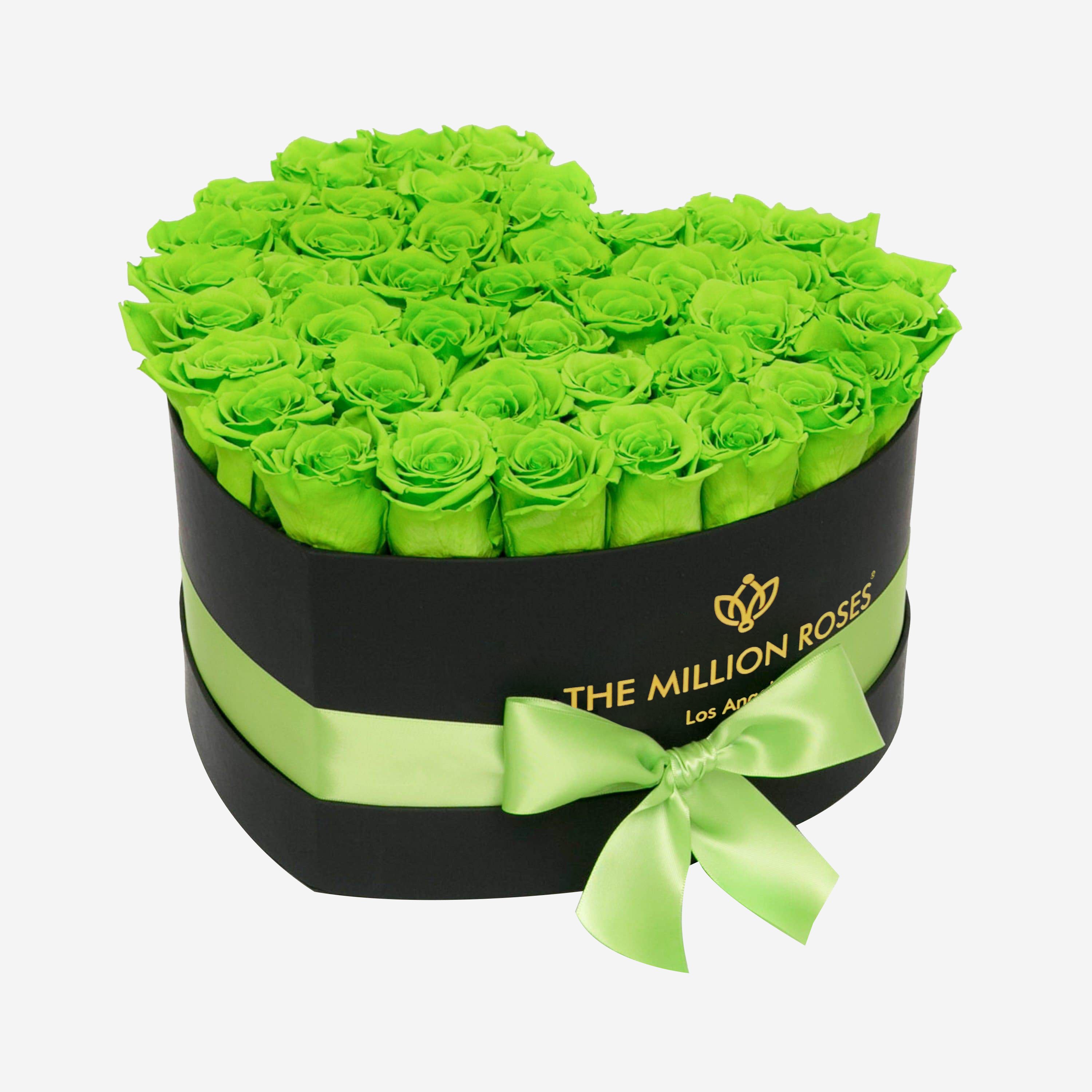 Heart Black Box | Light Green Roses - The Million Roses