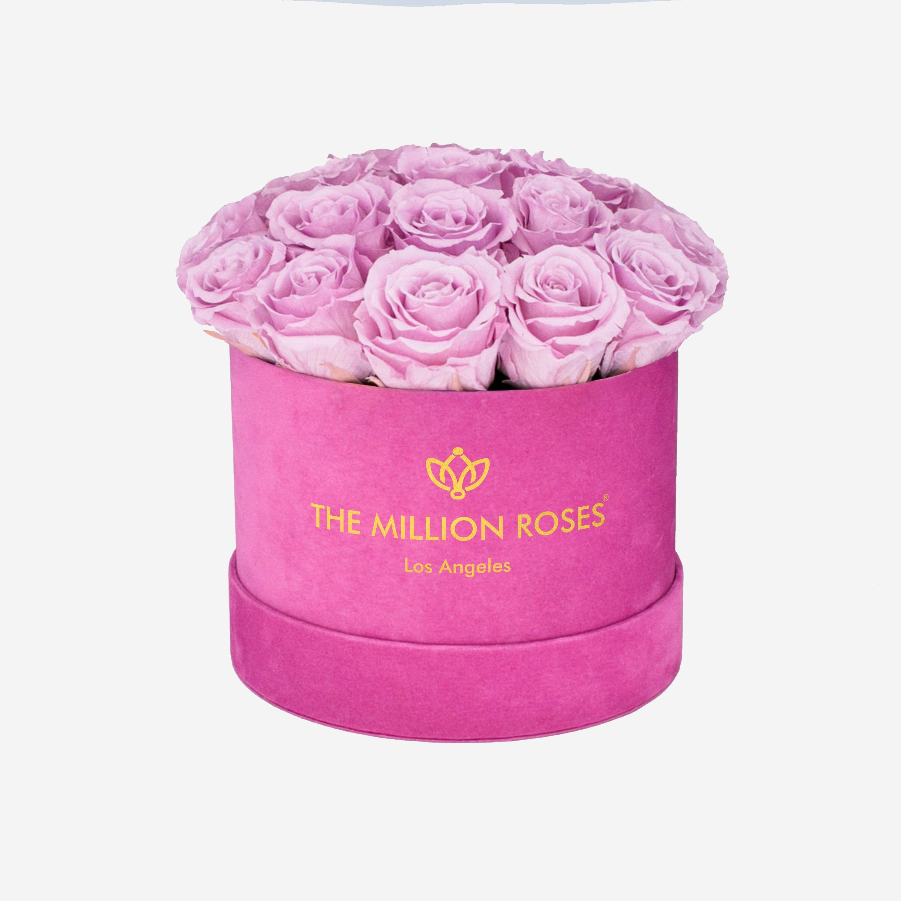 Classic Hot Pink Suede Dome Box | Light Pink Roses - The Million Roses