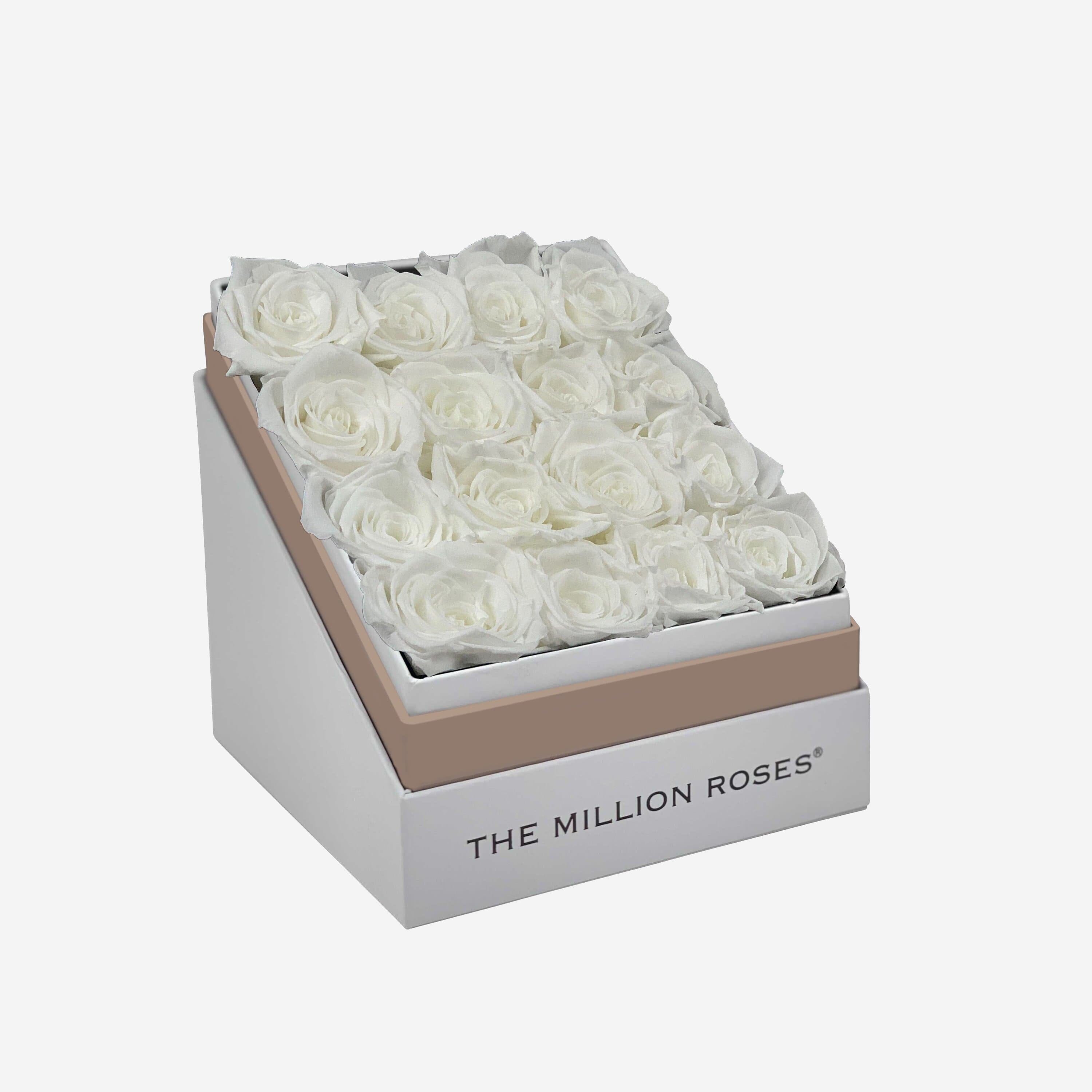 Square White Box | White Roses - The Million Roses