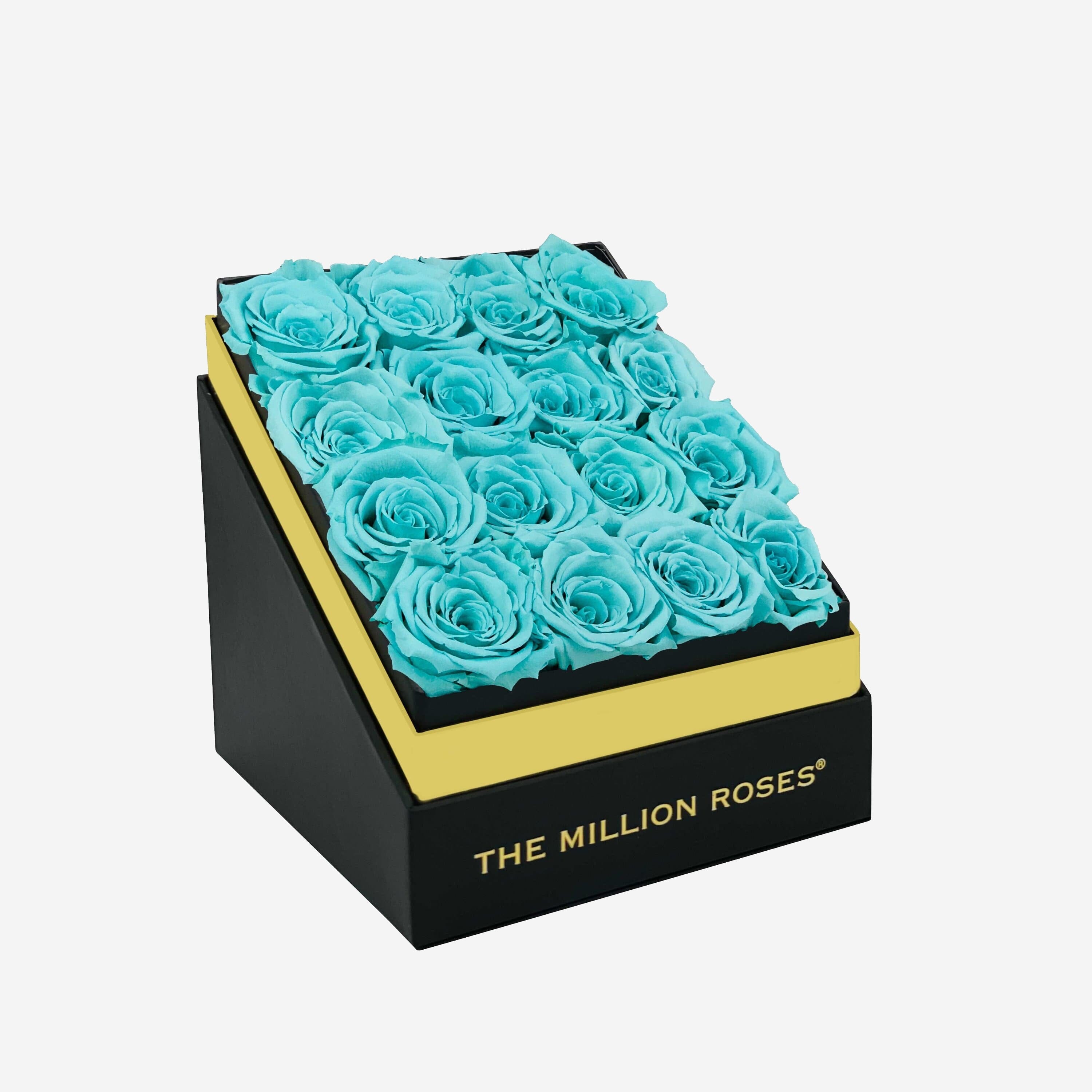 Square Black Box | Turquoise Roses - The Million Roses