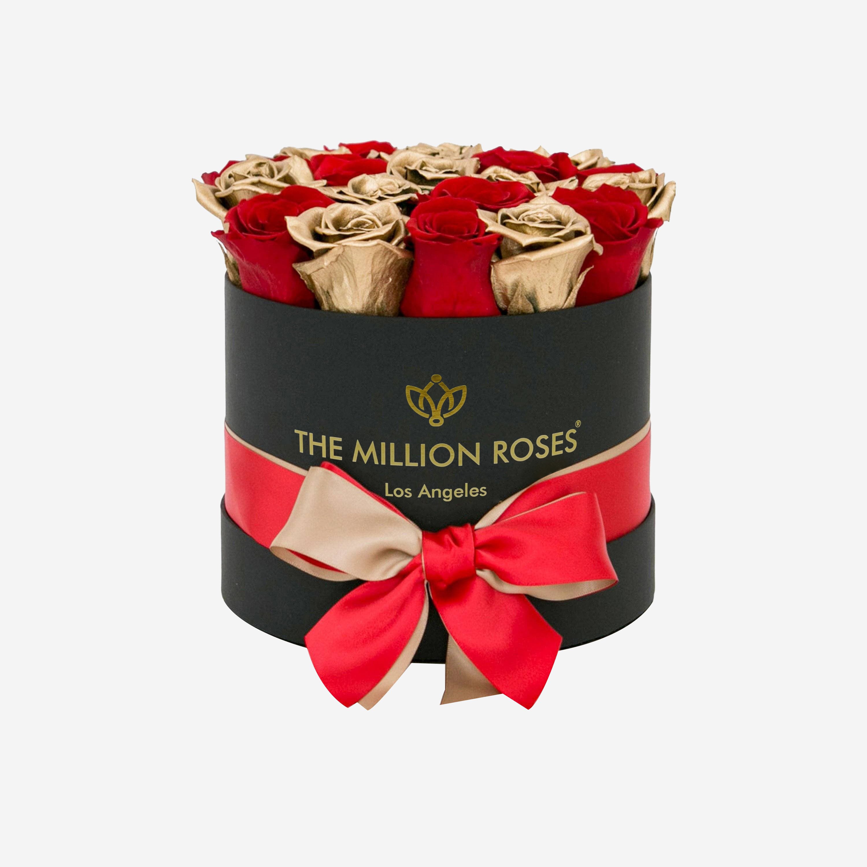 Classic Black Box | Red & Gold Roses - The Million Roses