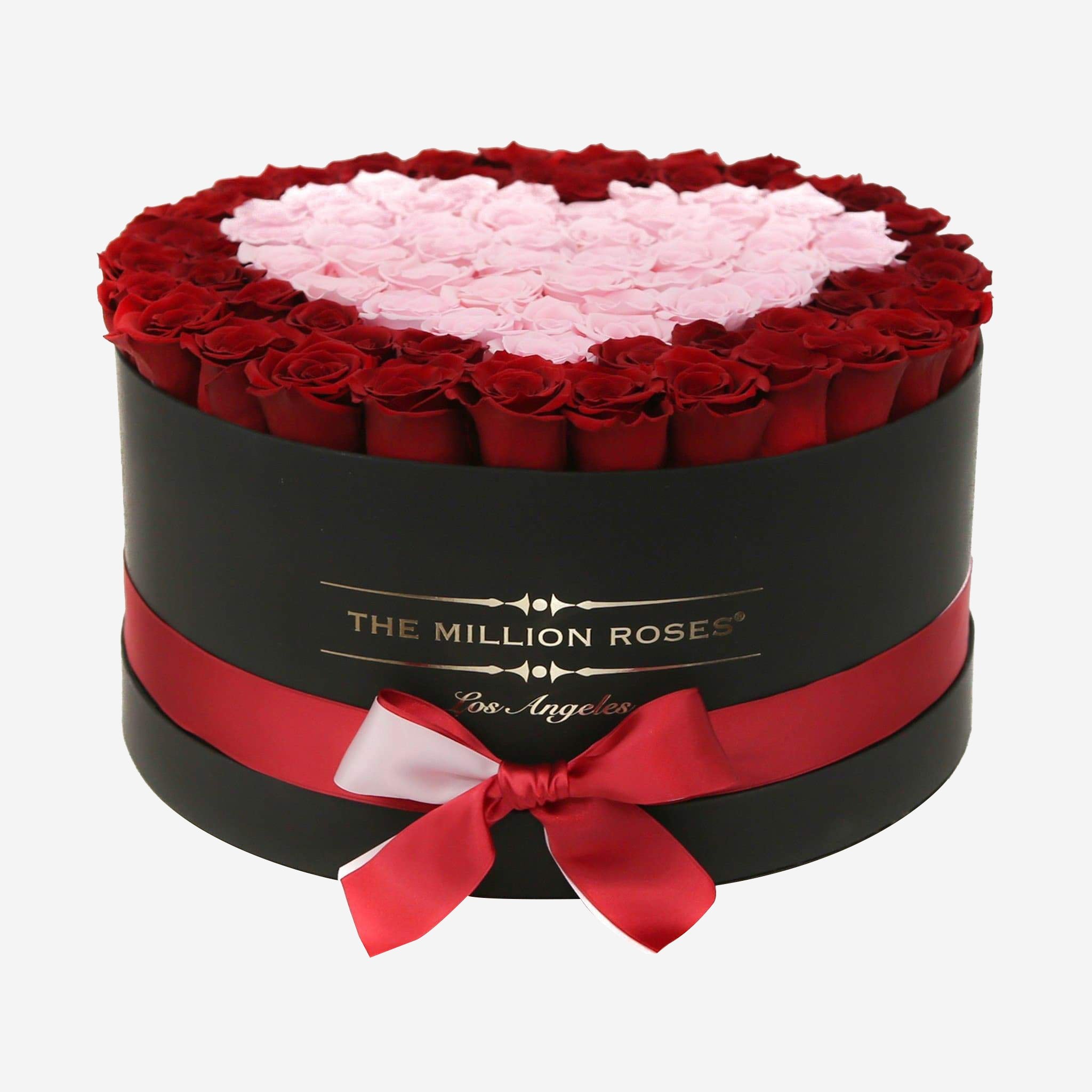 Deluxe Black Box | Red & Light Pink Roses | Heart - The Million Roses