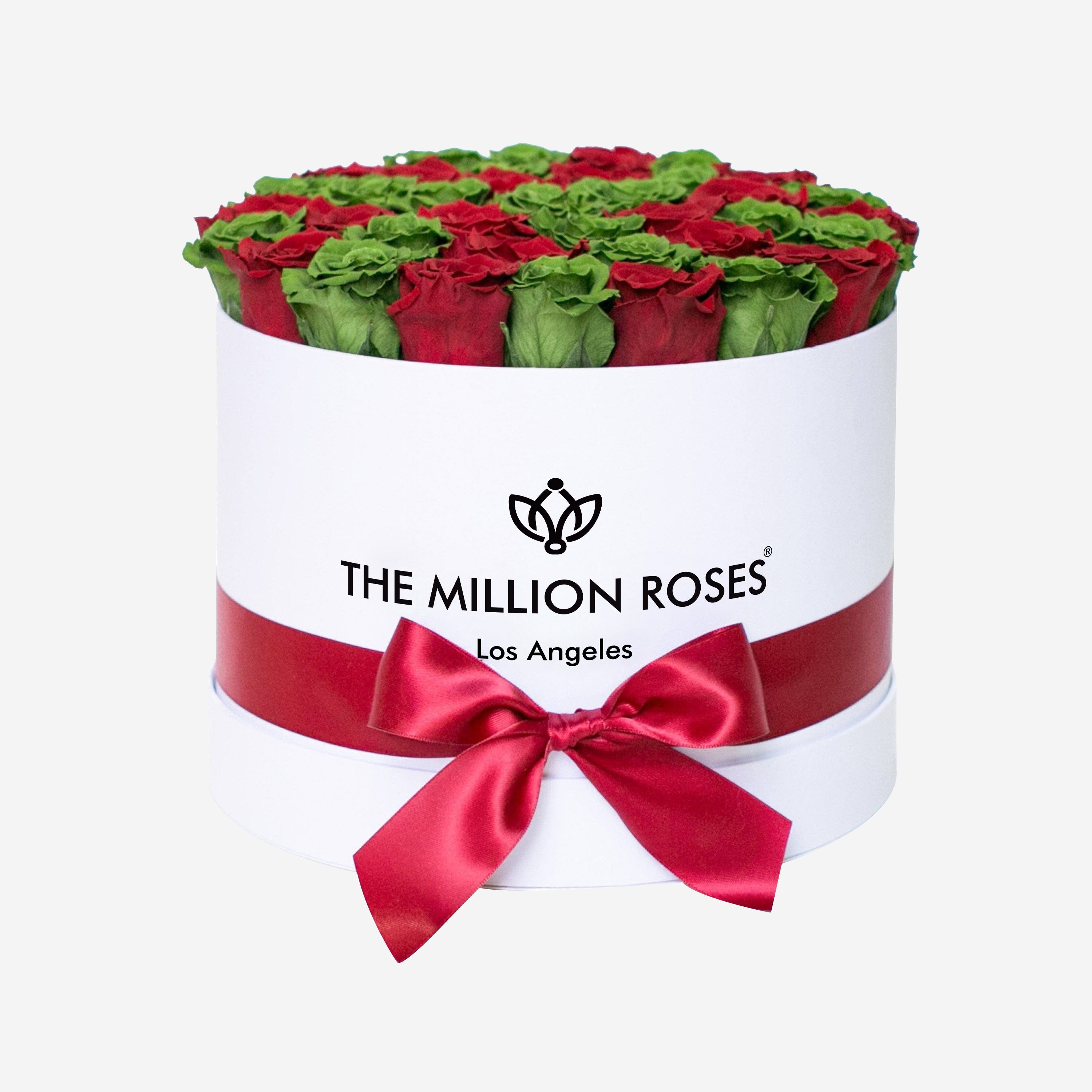 Supreme White Box | Dark Green & Red Roses - The Million Roses