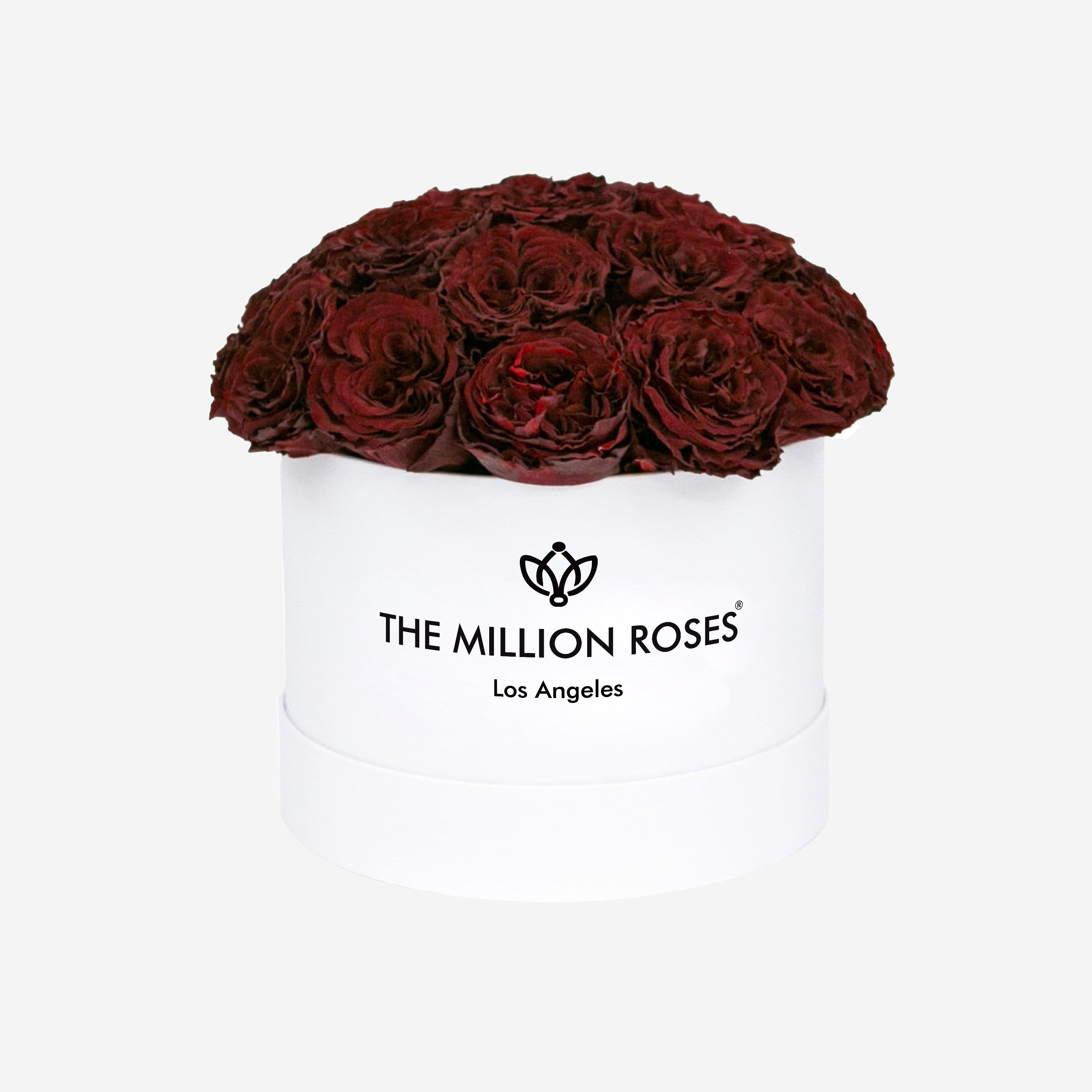 Classic White Dome Box | Dark Red Carmen Roses - The Million Roses