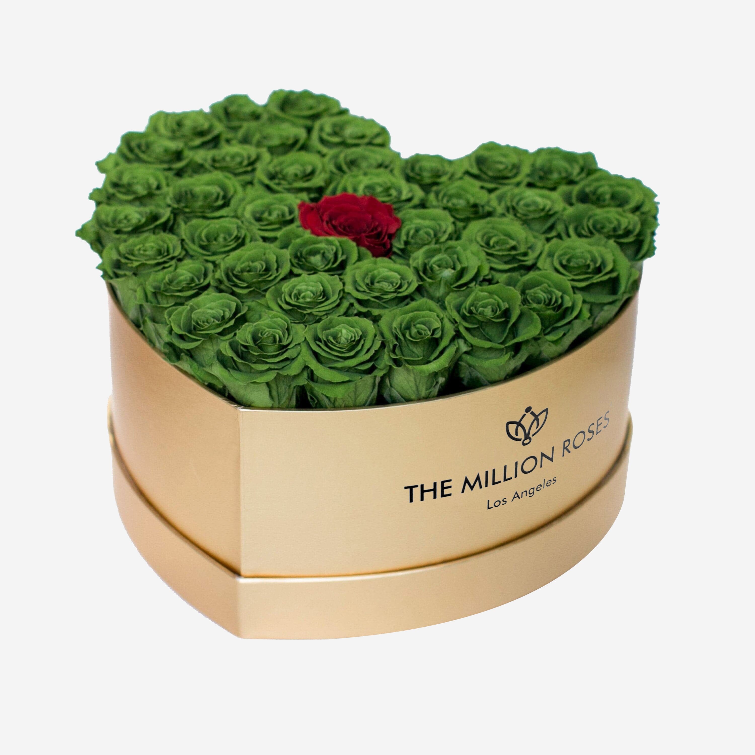 Heart Gold Box | Dark Green Roses - The Million Roses