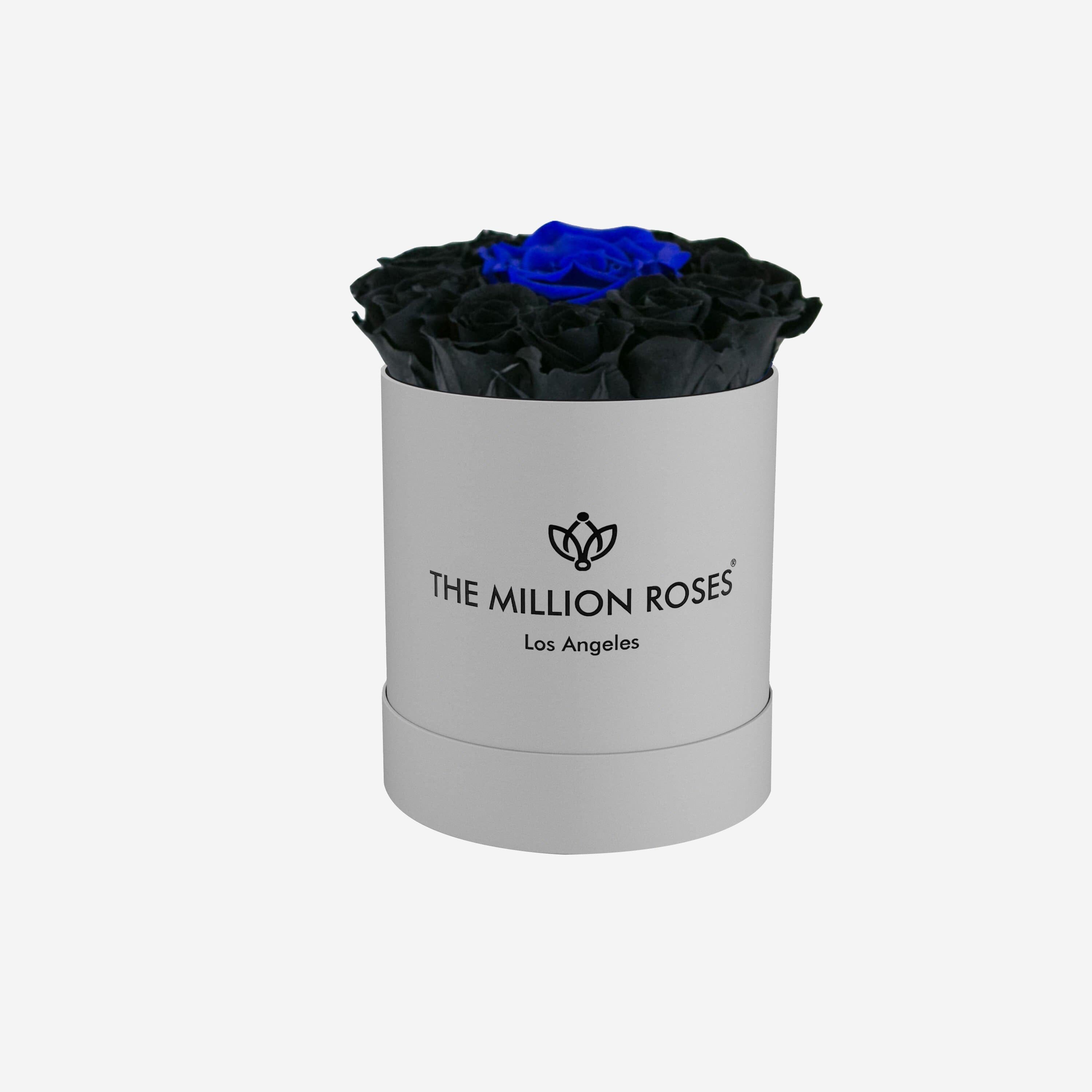 Basic White Box | Black & Royal Blue Mini Roses - The Million Roses