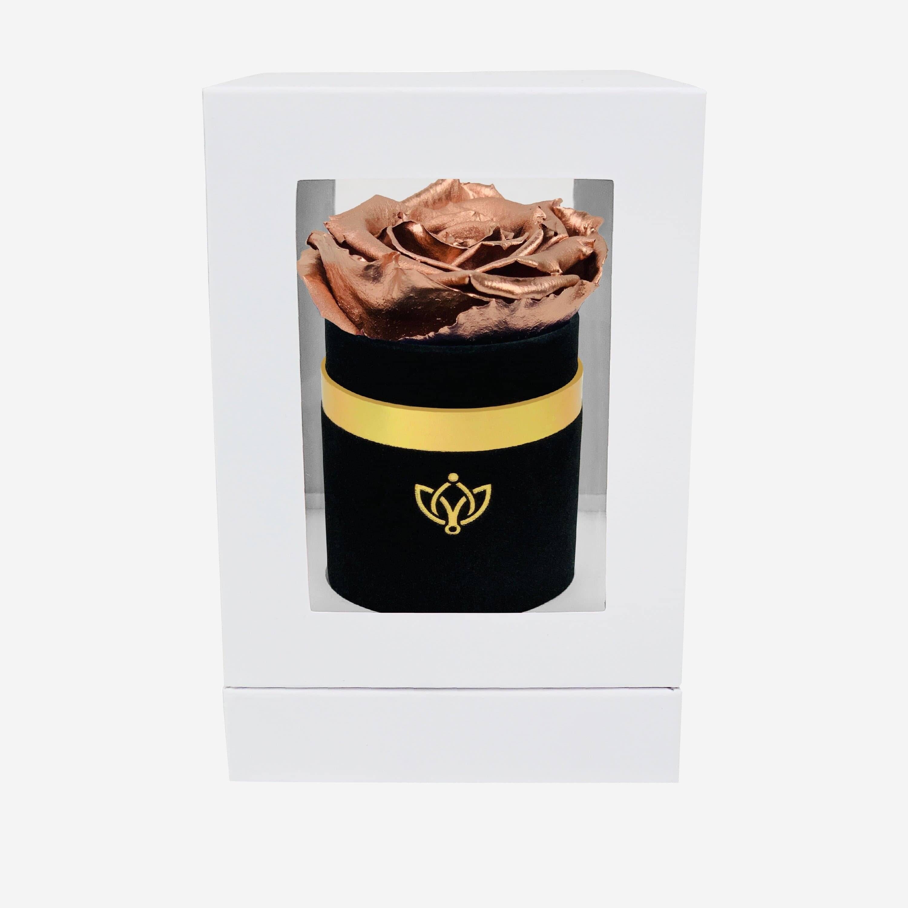 Single Black Suede Box | Rose Gold Rose - The Million Roses