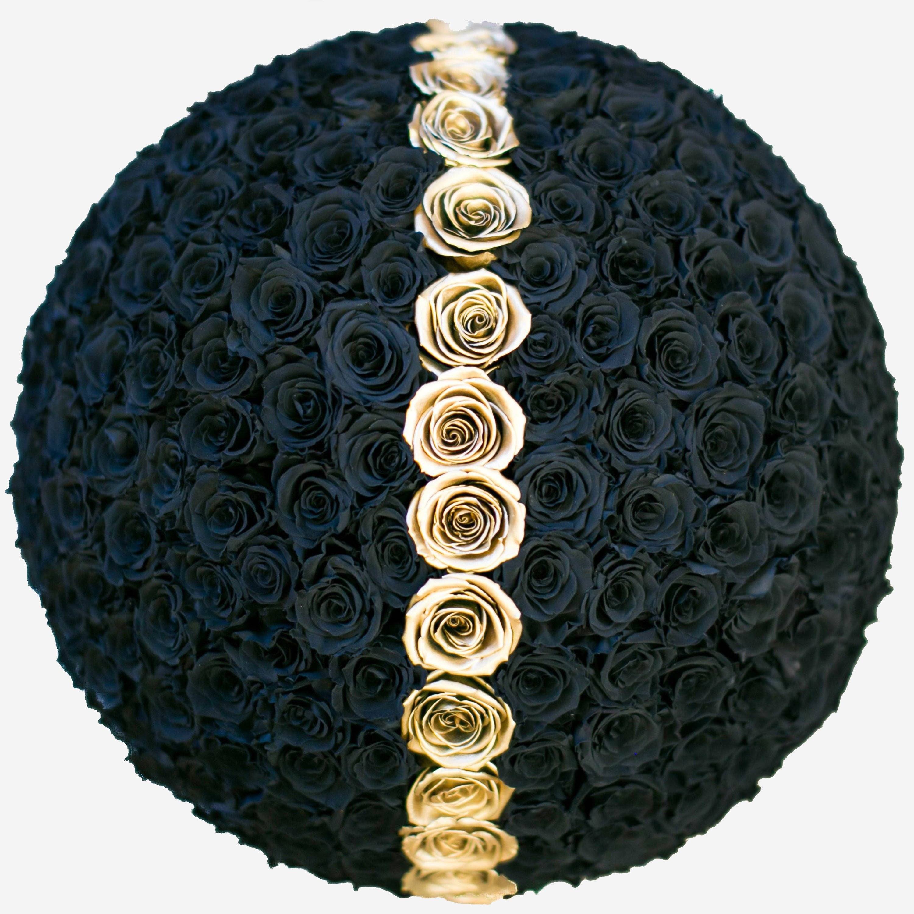 Deluxe Gold Dome Box | Black & Gold Roses | Minimal - The Million Roses