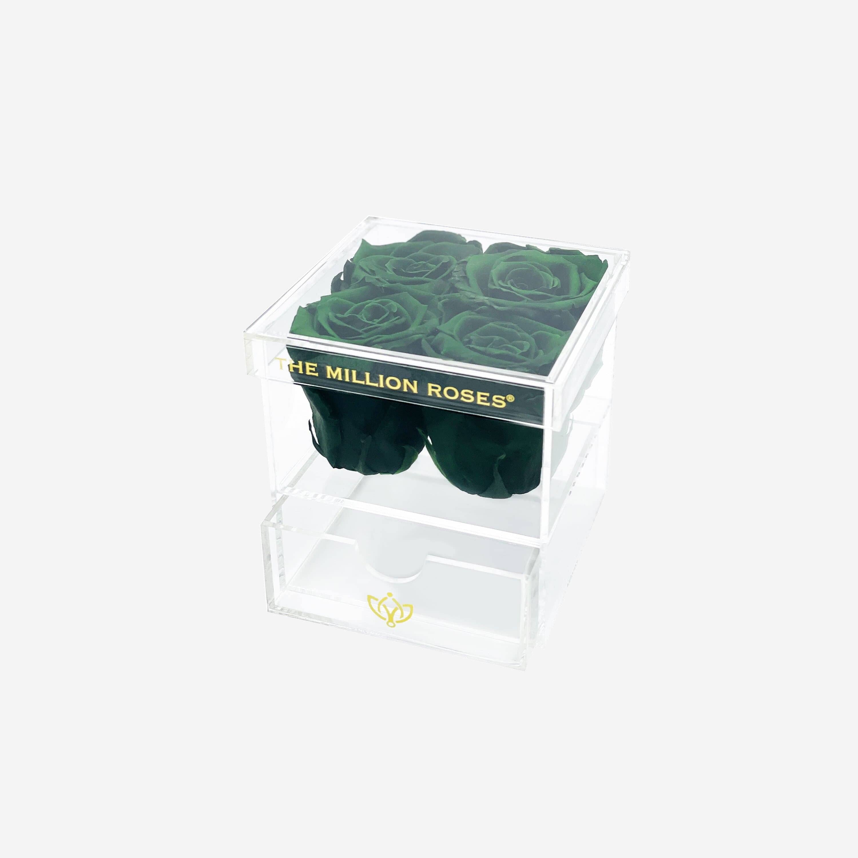 Acrylic 4 Drawer Box | Dark Green Roses - The Million Roses