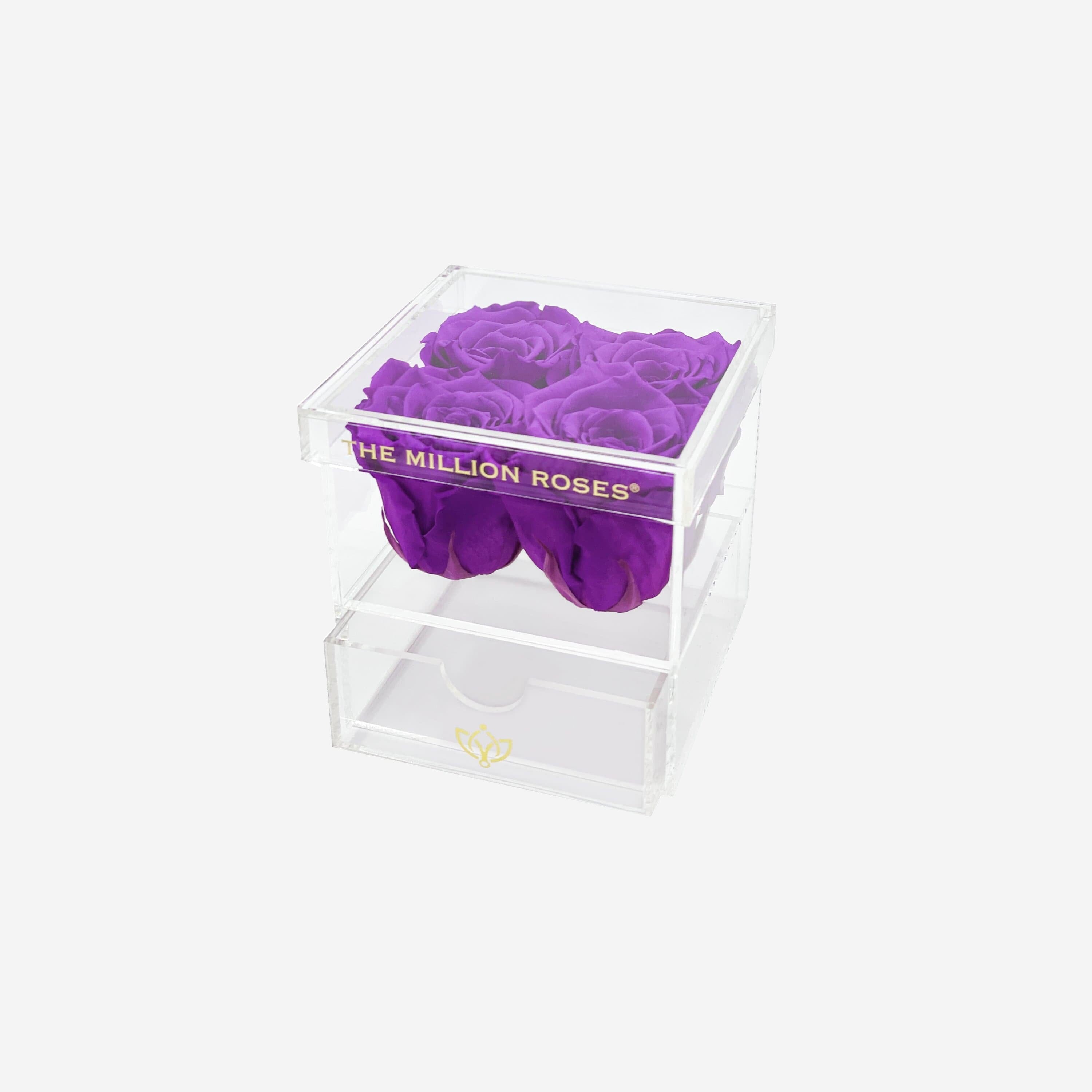 Acrylic 4 Drawer Box | Bright Purple Roses - The Million Roses