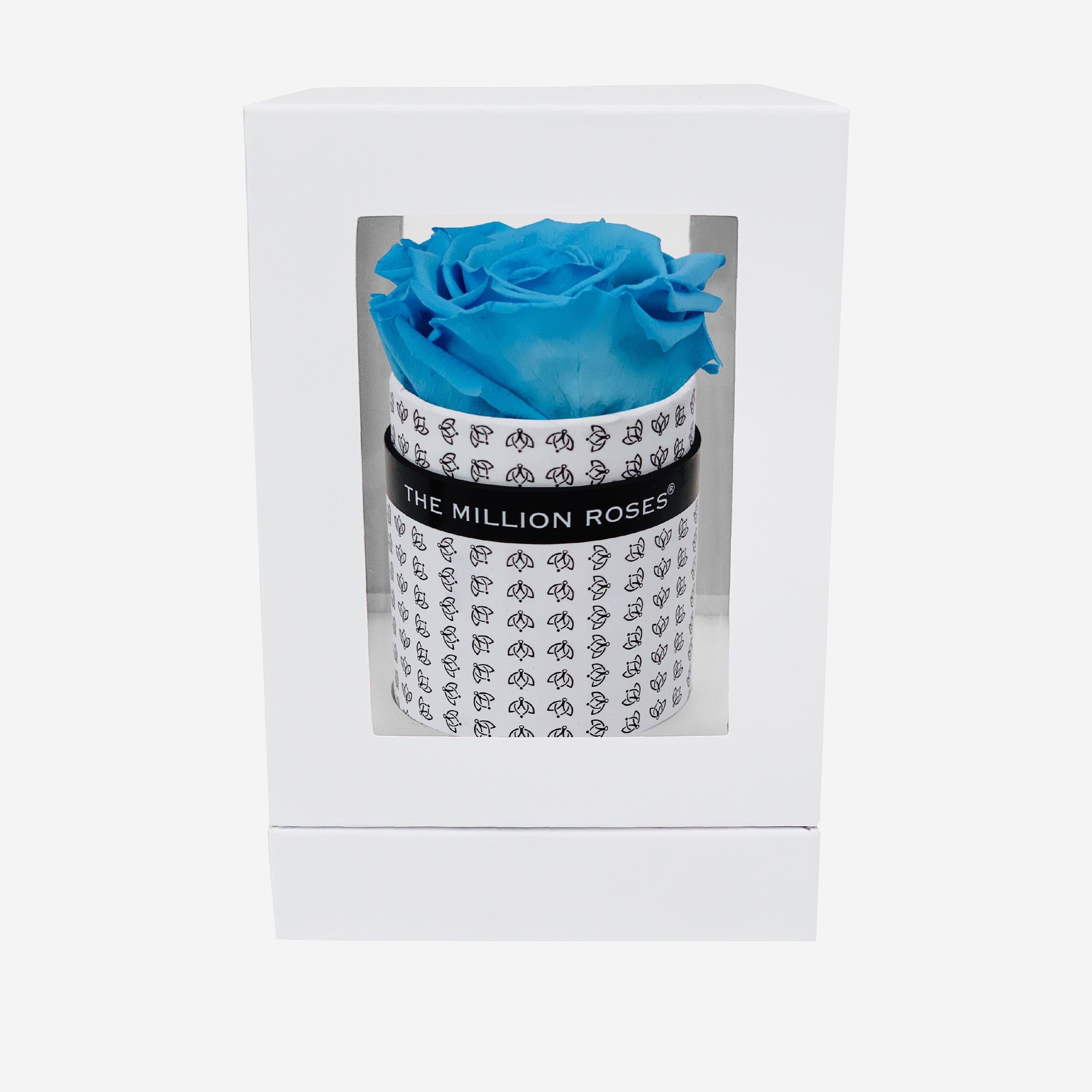 Single White Monogram Box | Light Blue Rose - The Million Roses