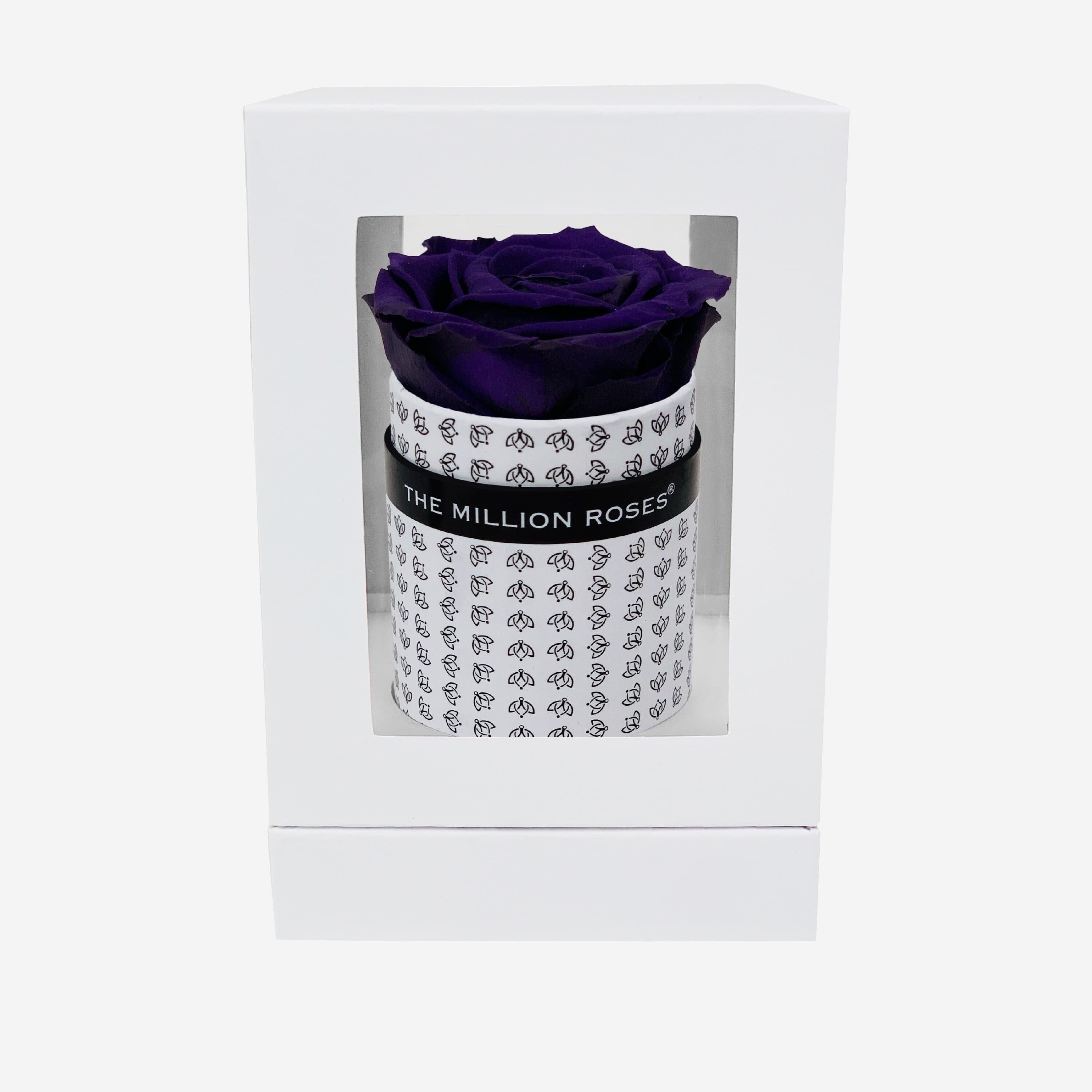 Single White Monogram Box | Dark Purple Rose - The Million Roses