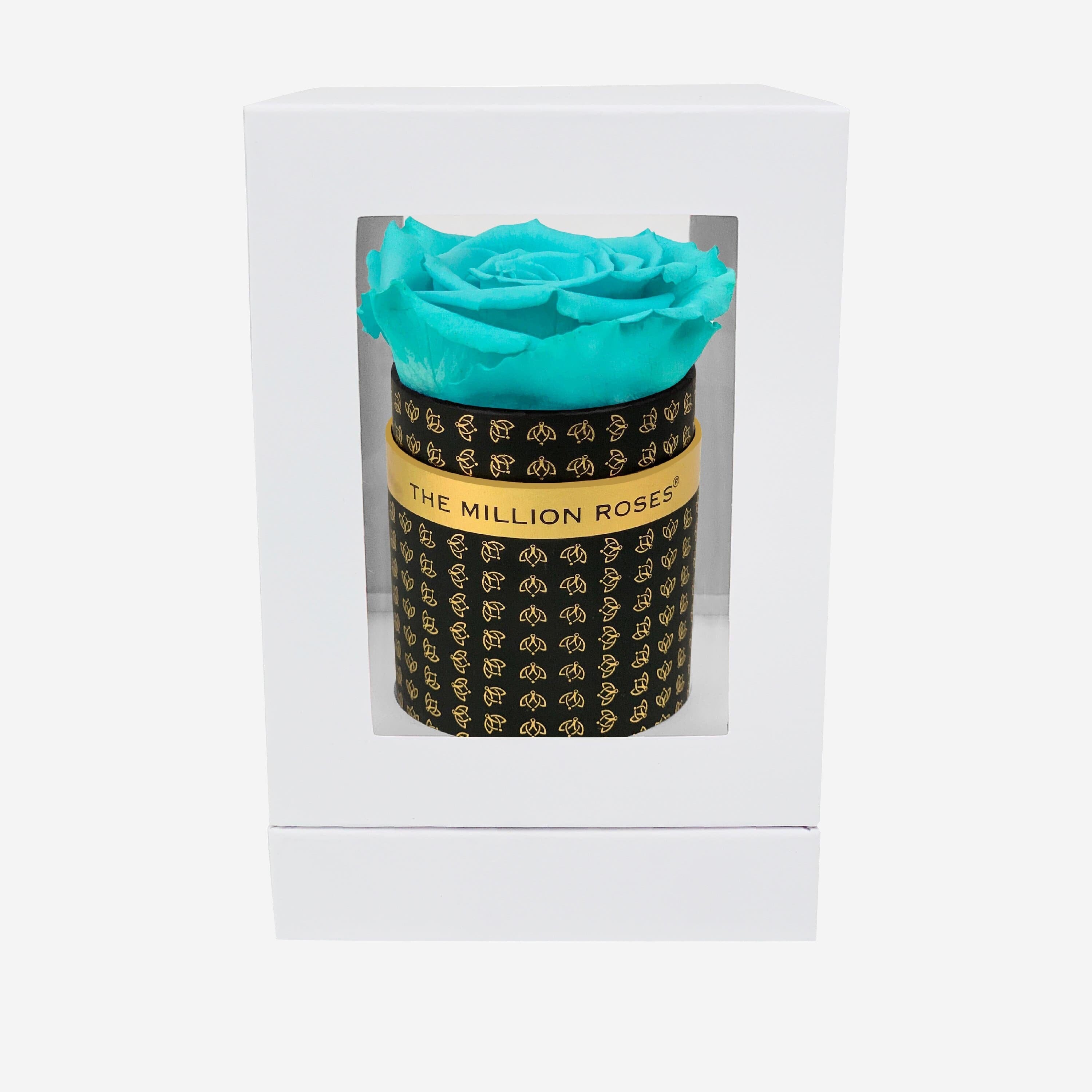 Single Black Monogram Box | Turquoise Rose - The Million Roses