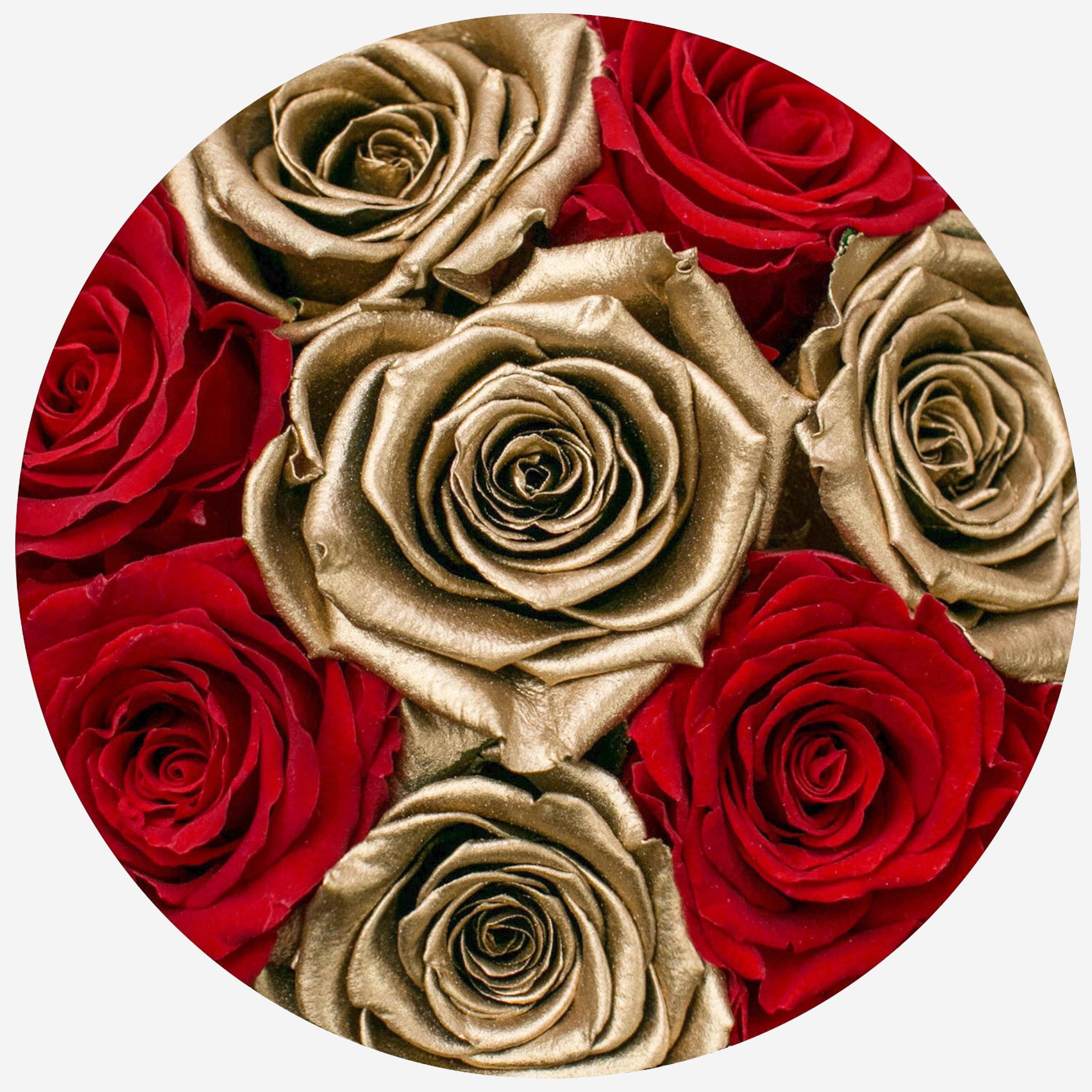 Basic Black Box | Red & Gold Roses - The Million Roses