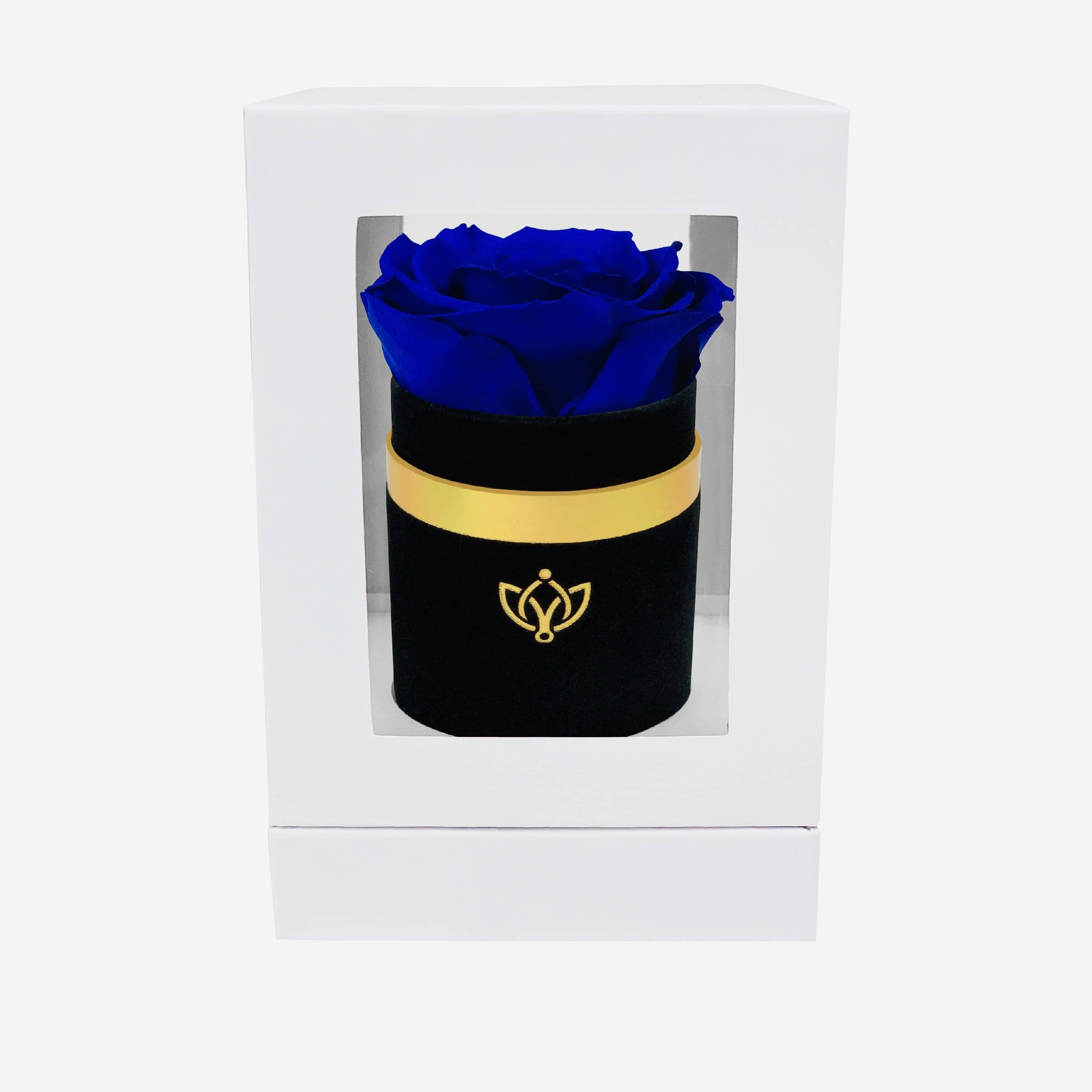 Single Black Suede Box | Royal Blue Rose - The Million Roses