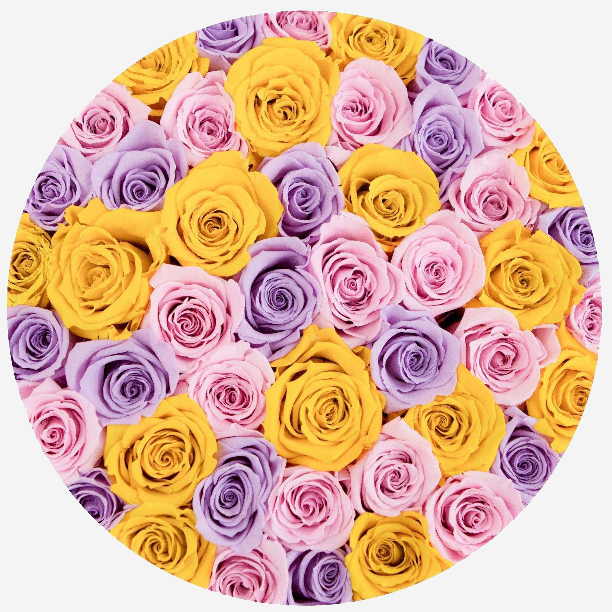 Supreme White Box | Yellow & Pink & Lavender Roses - The Million Roses