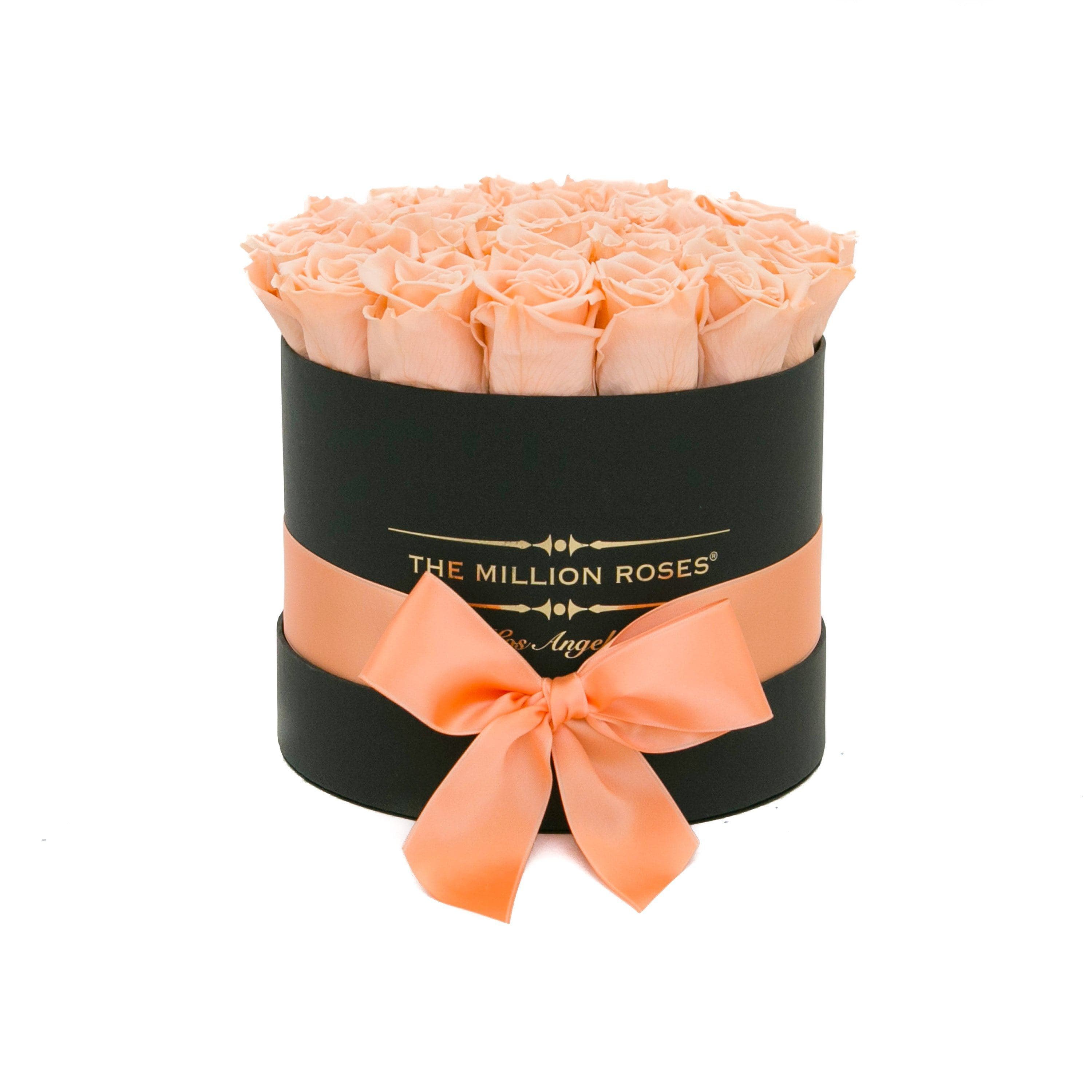 Classic Black Box | Peach Roses - The Million Roses