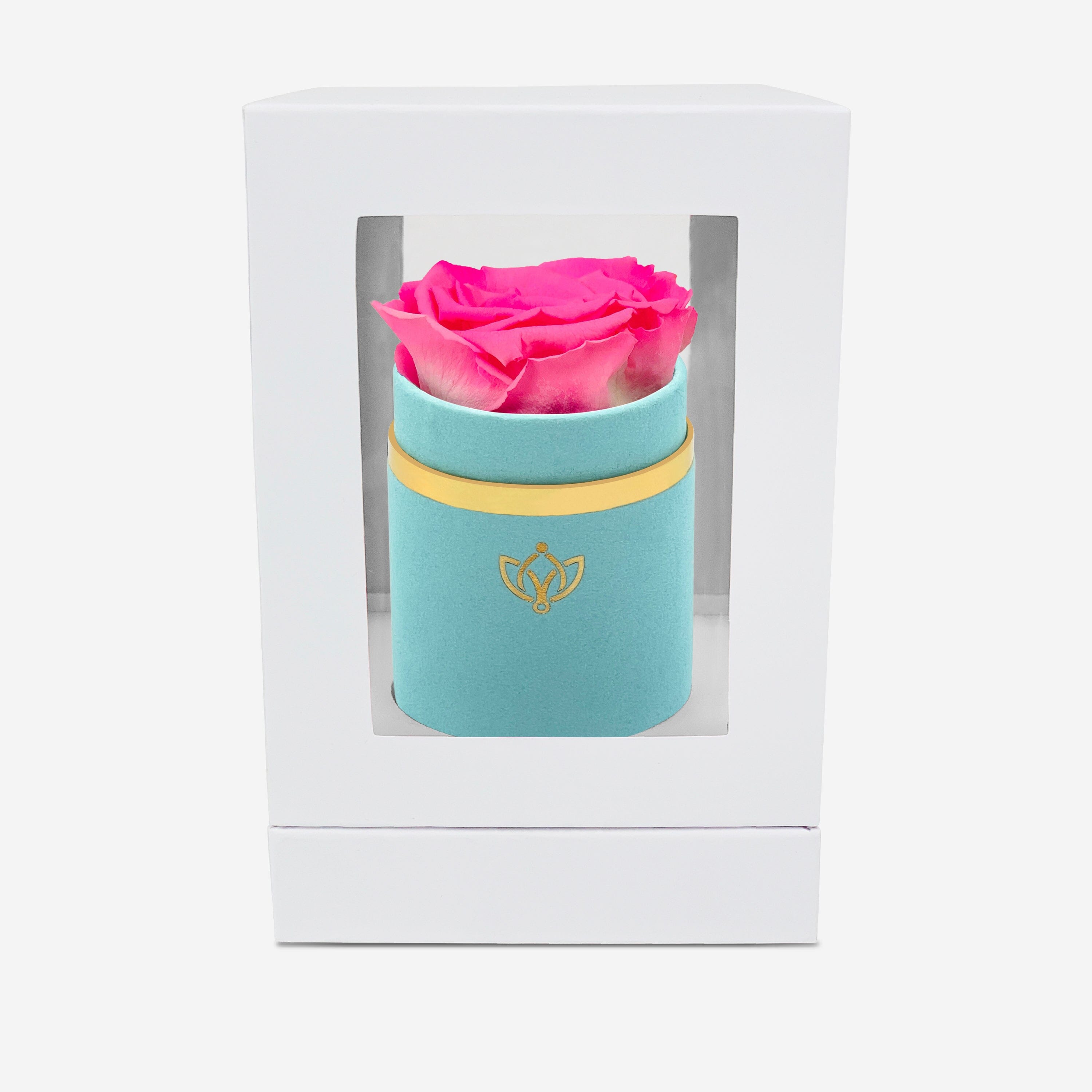 Single Mint Green Suede Box | Candy Pink Rose - The Million Roses