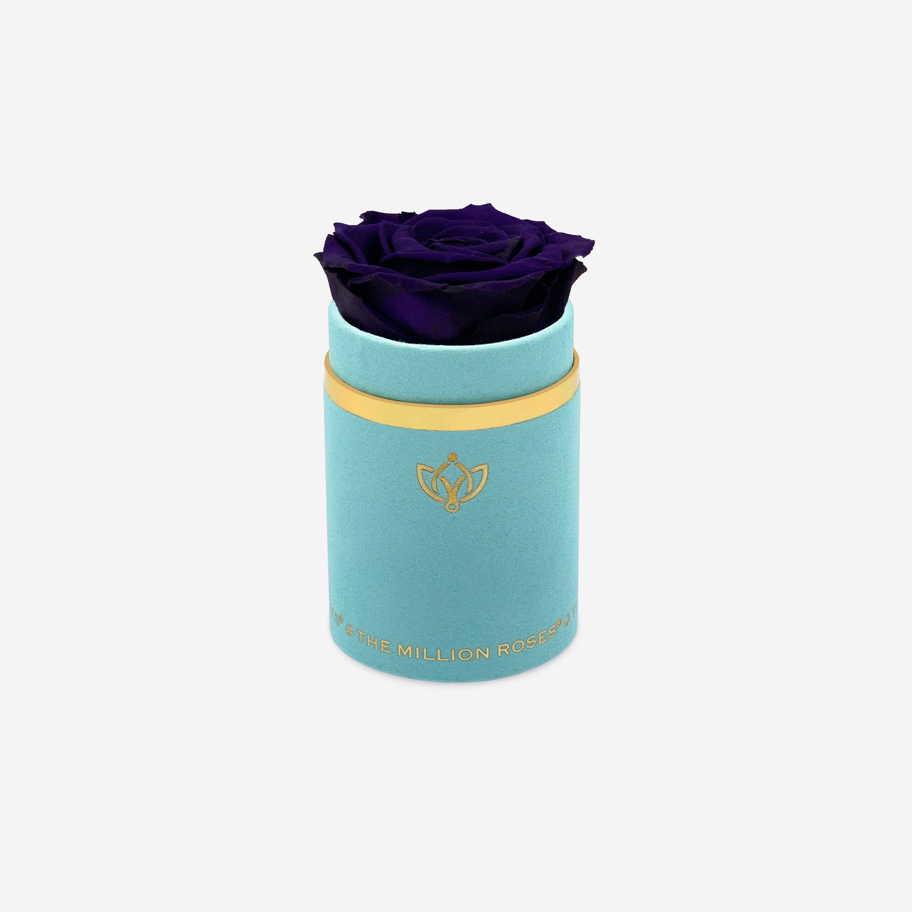 Single Mint Green Suede Box | Dark Purple Rose - The Million Roses