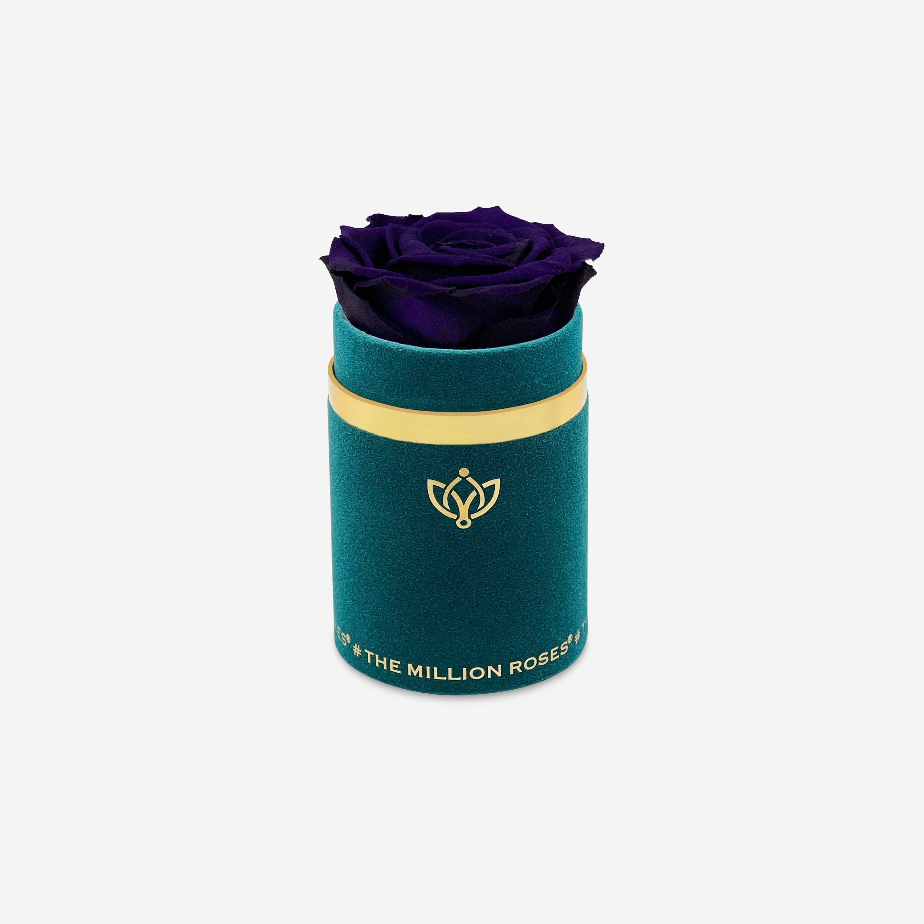 Single Dark Green Suede Box | Dark Purple Rose - The Million Roses