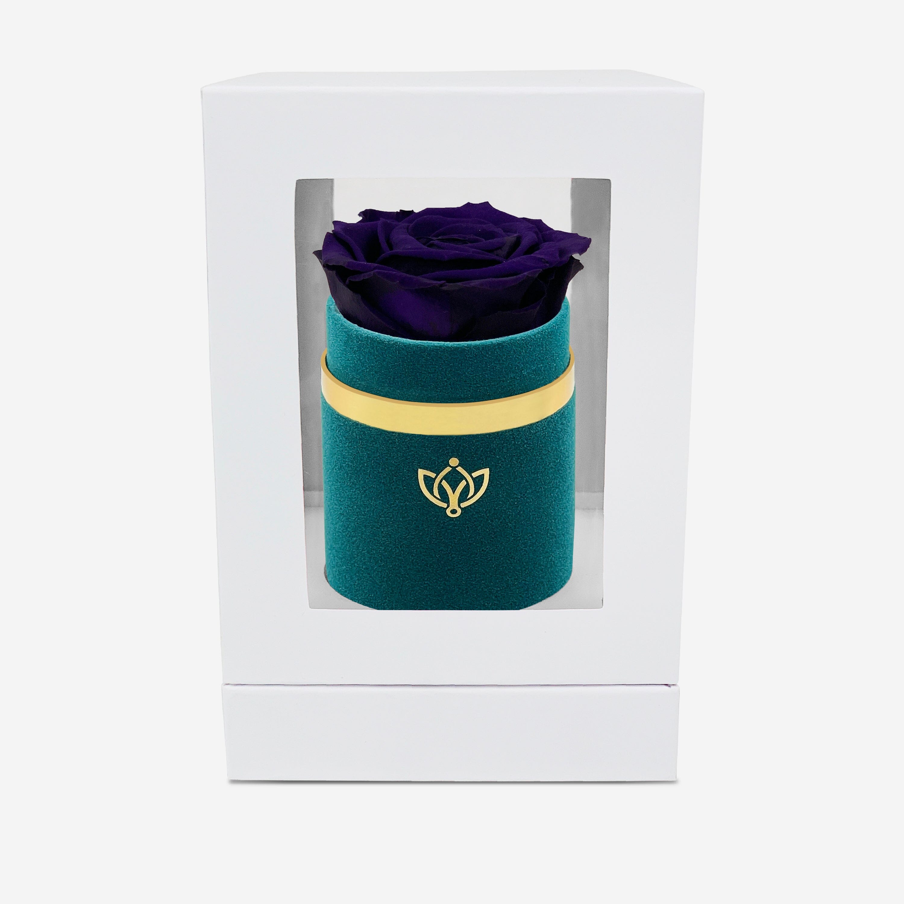 Single Dark Green Suede Box | Dark Purple Rose - The Million Roses