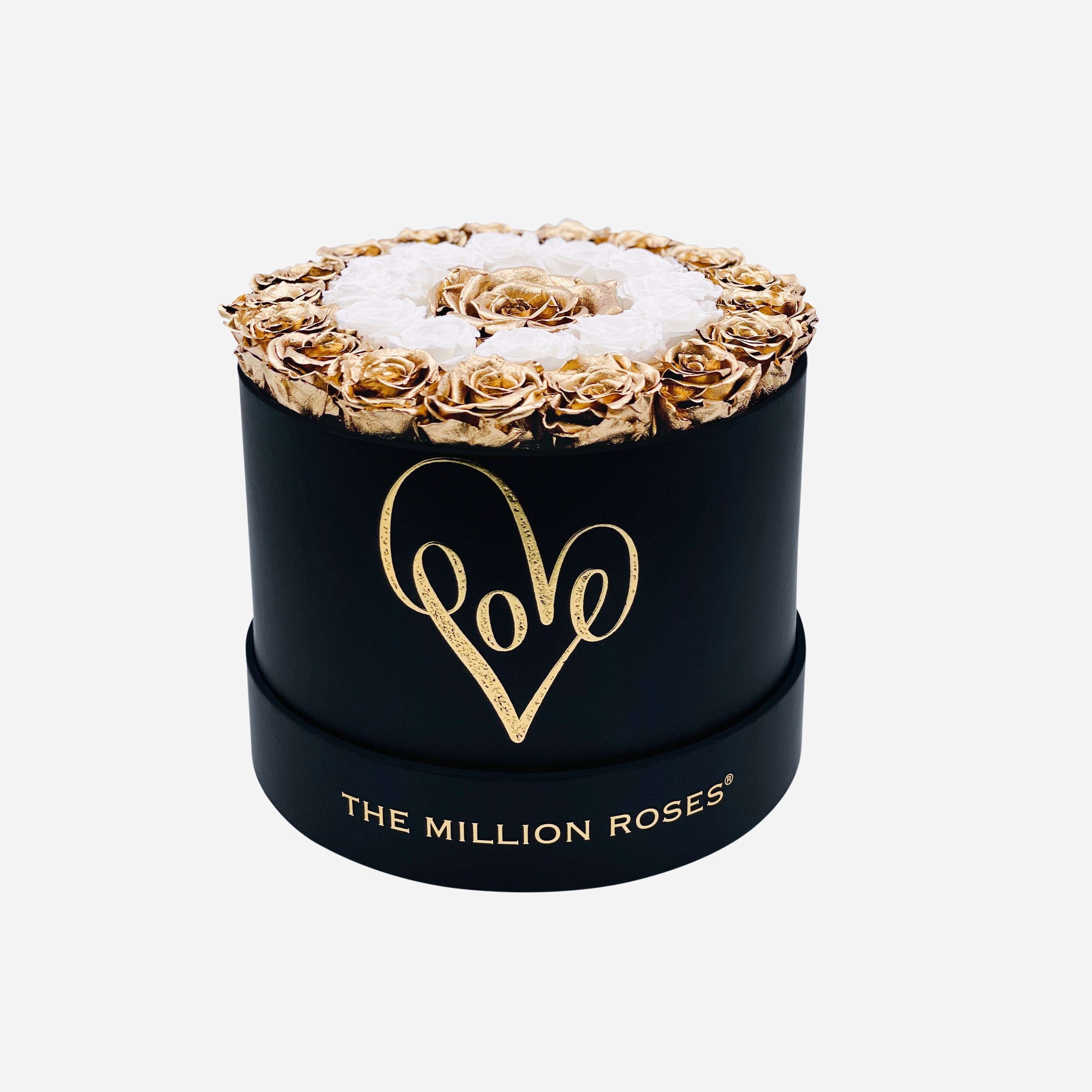 Classic Black Box | Love Edition | Gold & White Mini Roses | Target - The Million Roses