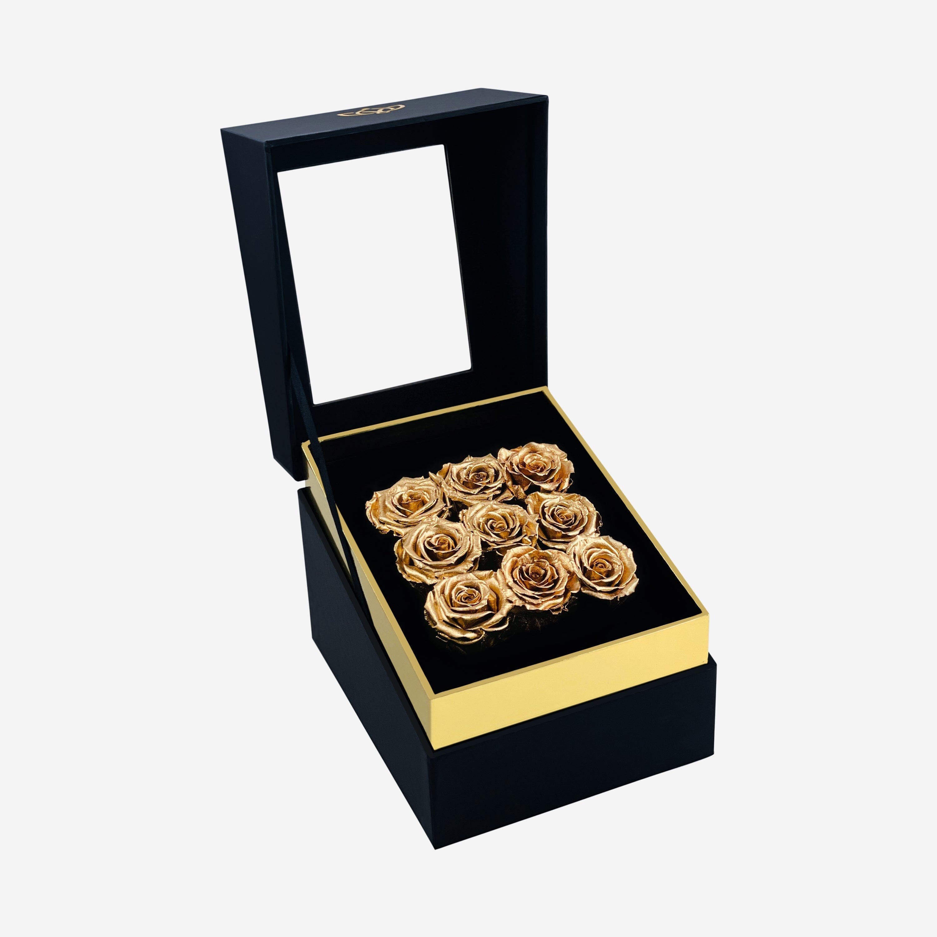 Trapezoid Black Box | Gold Roses - The Million Roses