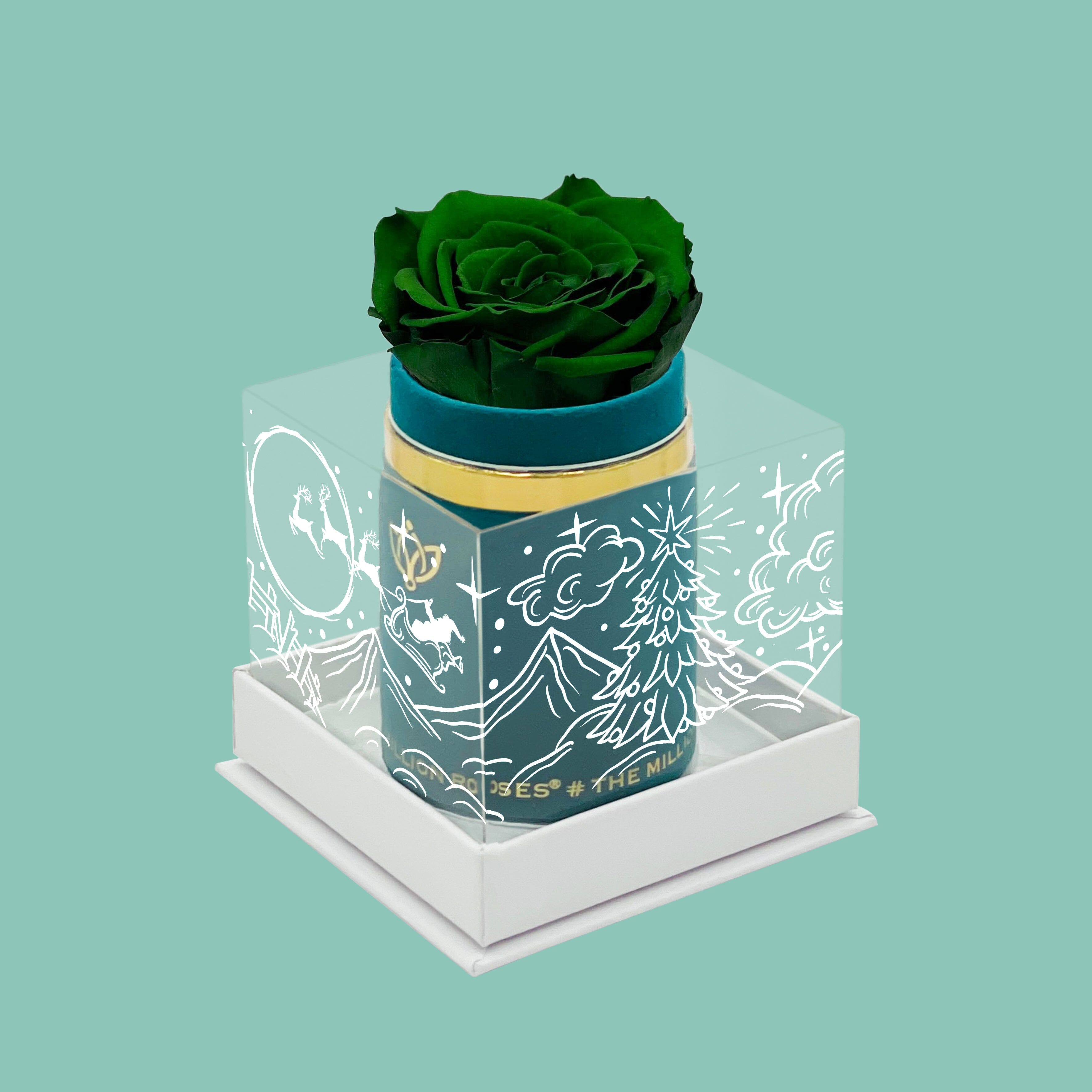 Single Dark Green Suede Box | Limited Holiday Edition | Dark Green Rose - The Million Roses